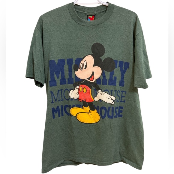 Vintage 90’s Mickey Unlimited Mickey Mouse Graphic T-Shirt Size Large Green - Picture 1 of 5